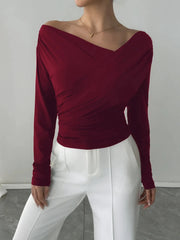 Asymmetrical Long Sleeve Blouse