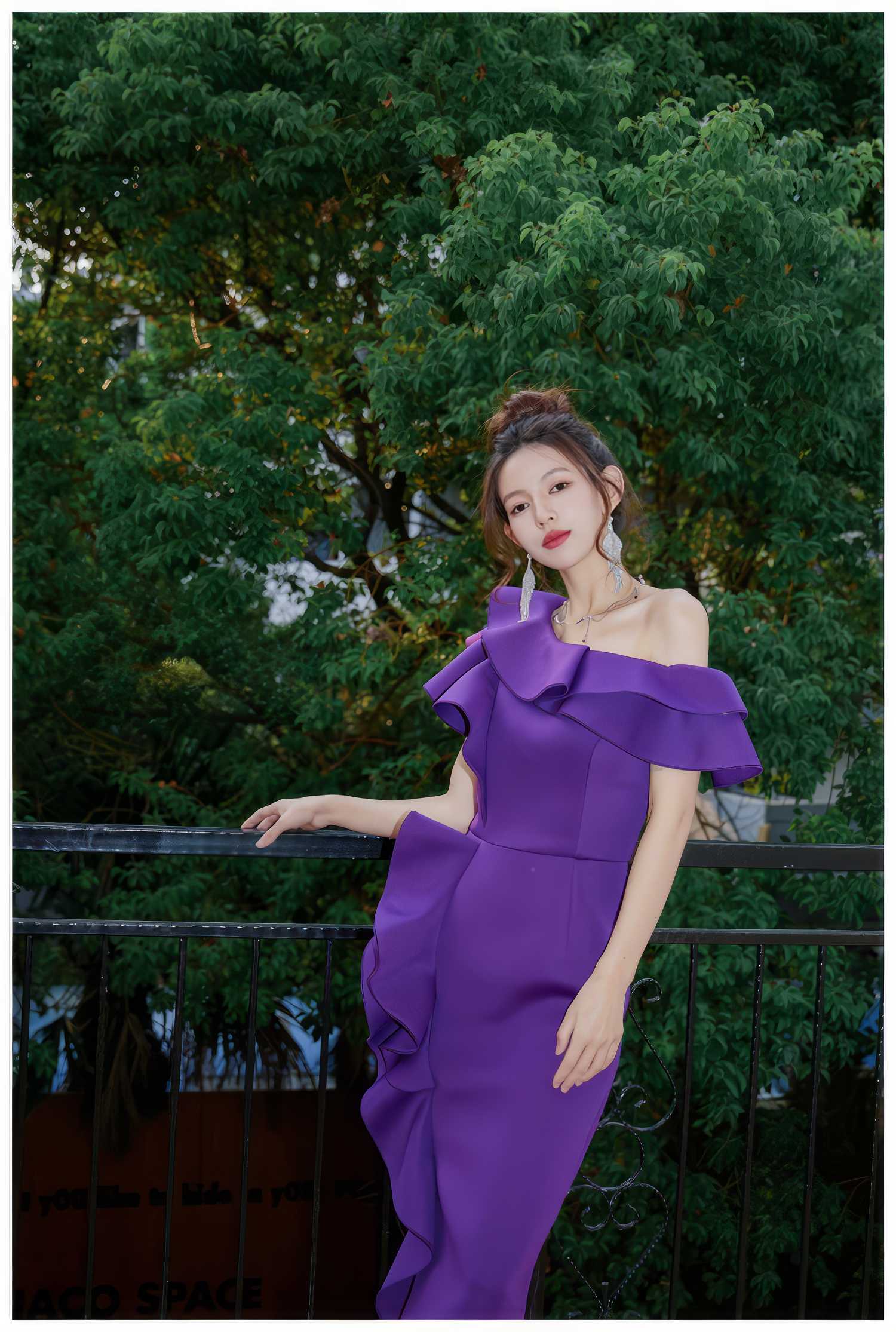 Asymmetrical Ruffle Scuba Accent Dress