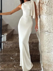 Asymmetrical Tied Sleeveless Maxi Dress