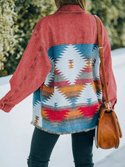 Aztec Print Button Up Jacket