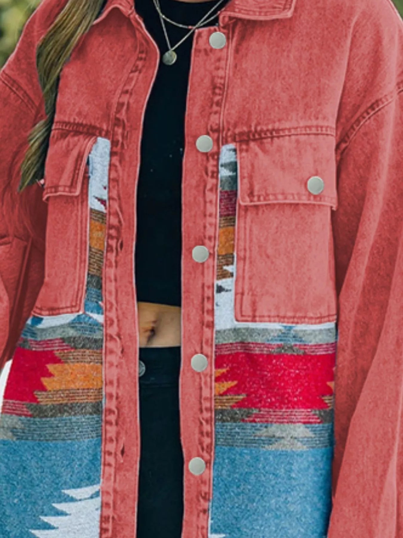 Aztec Print Button Up Jacket