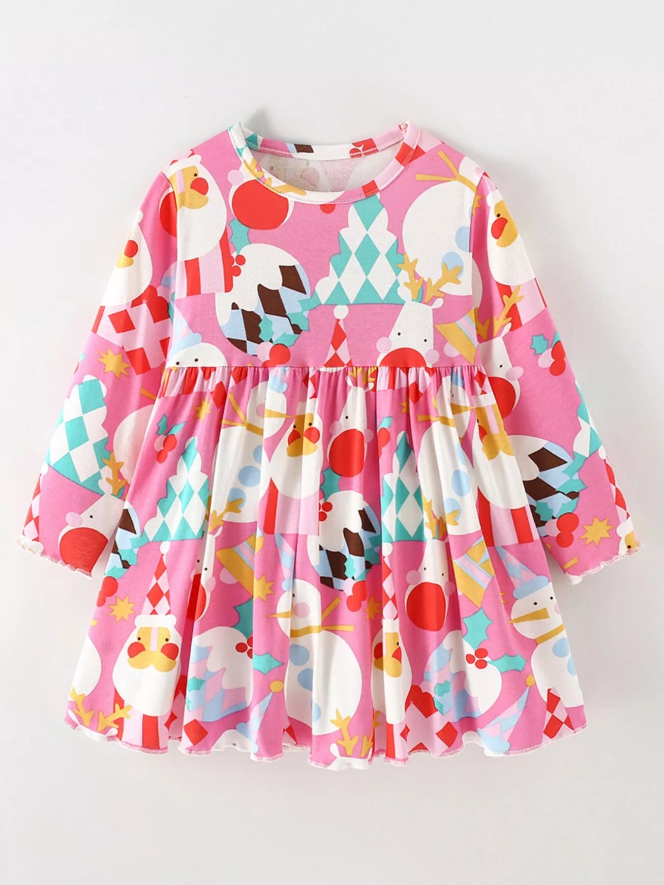 childrens-christmas-print-long-sleeve-a-line-dress-02