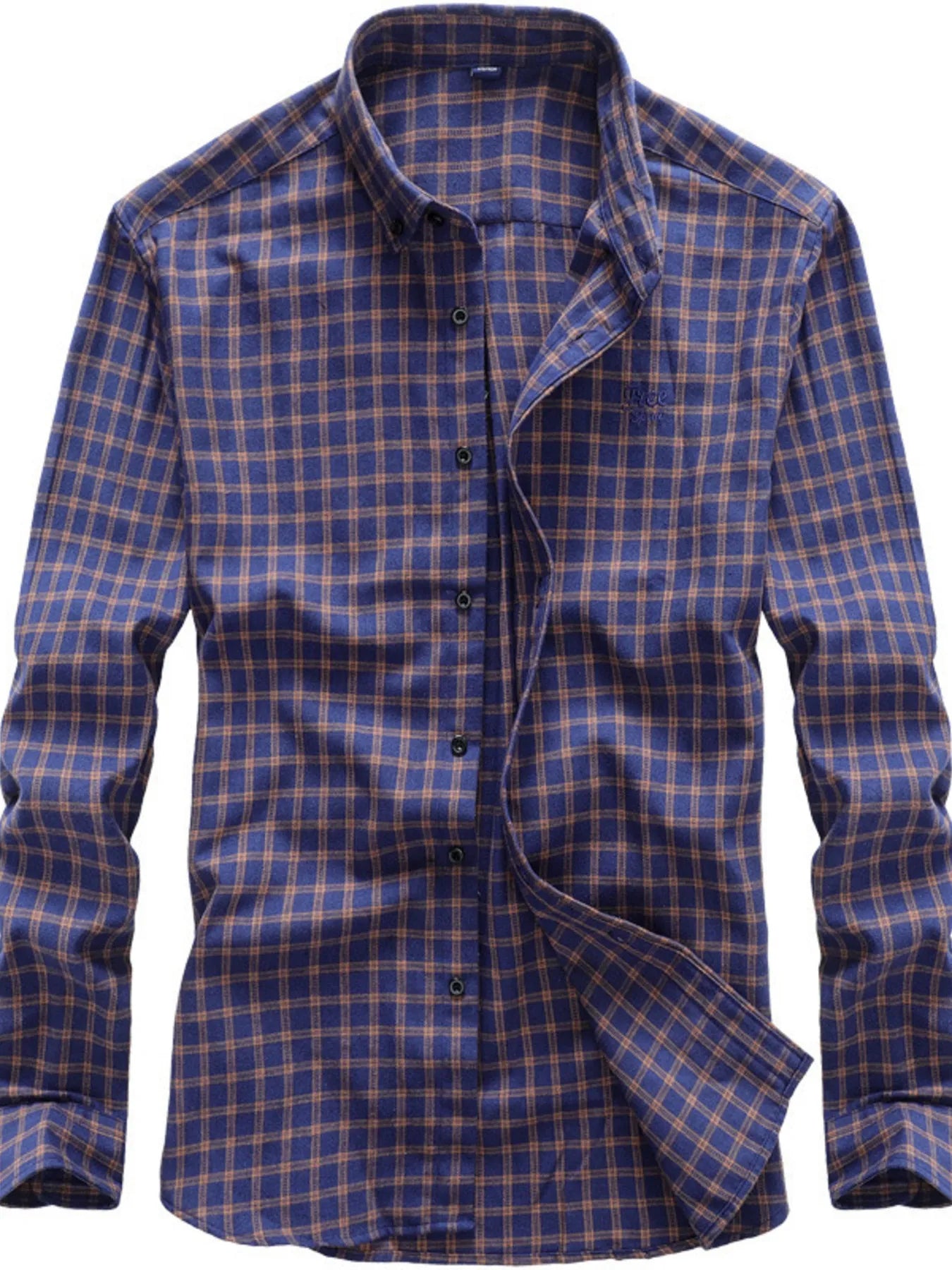 Men's classic plaid button-down shirt available in a plus-size range.