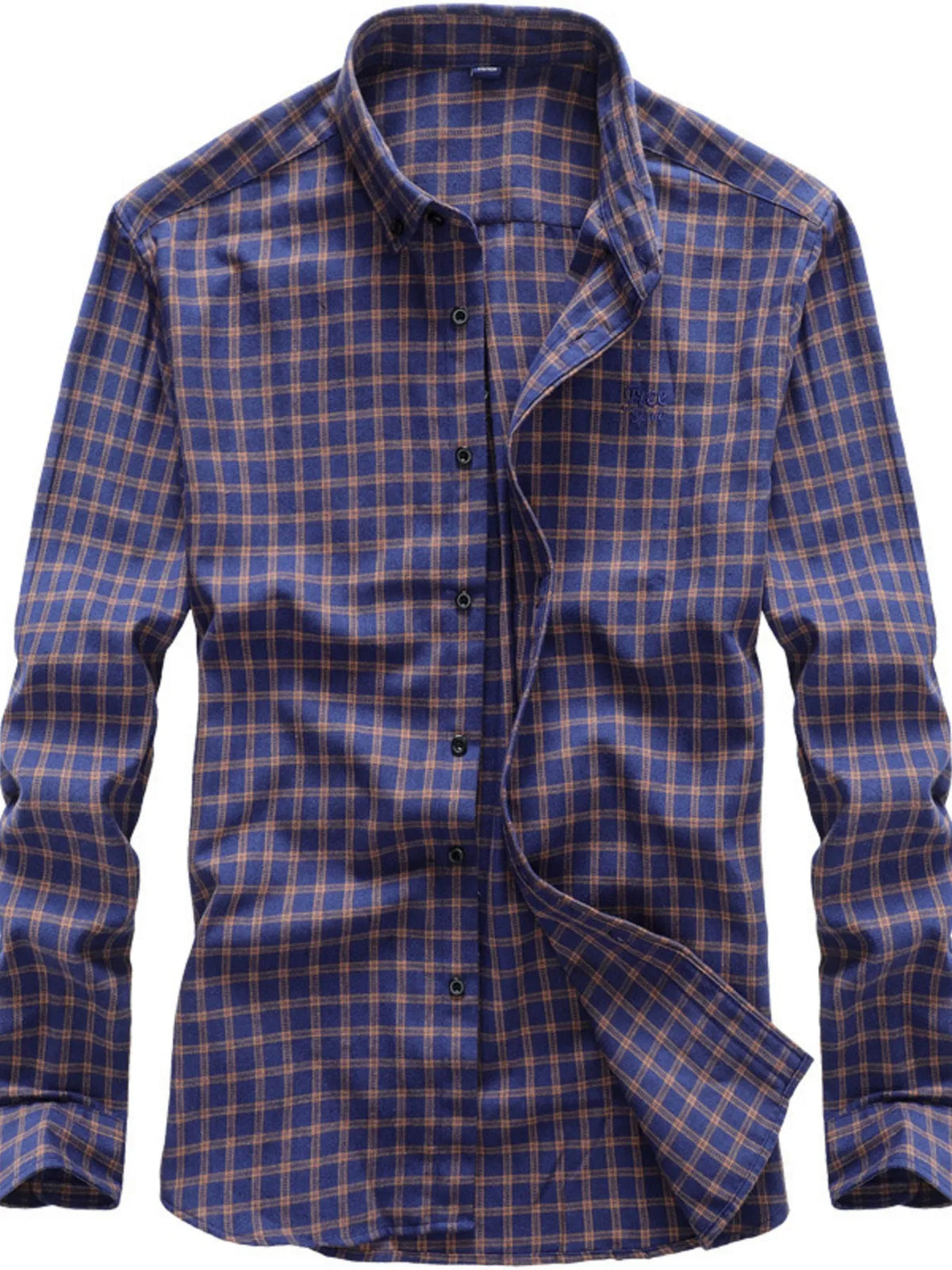 Men's classic plaid button-down shirt available in a plus-size range.
