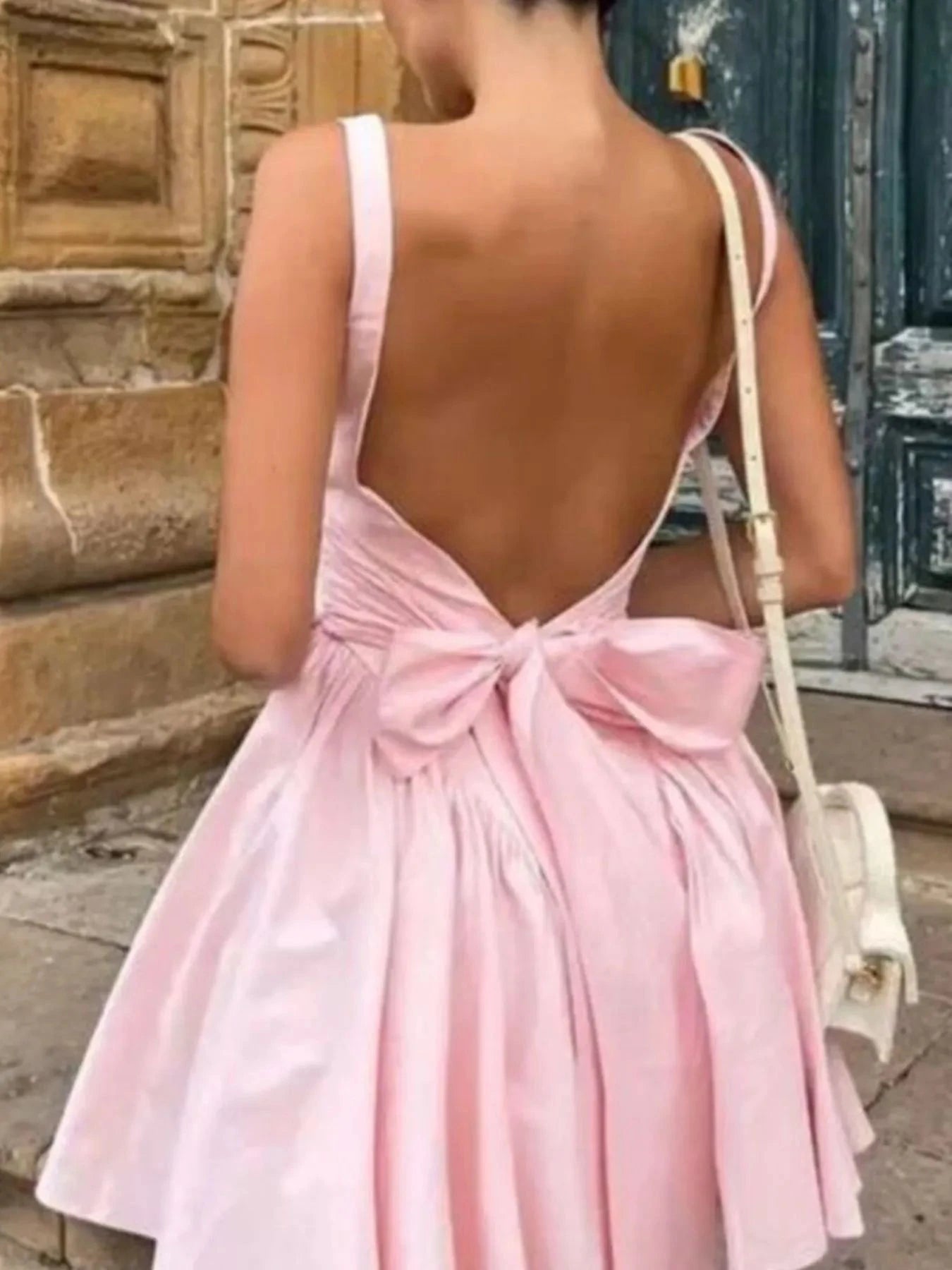 Backless Square Neck Mini Dress