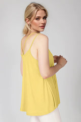 Basic Bae Bamboo Scoop Neck Double Spaghetti Straps Cami Light Yellow / S