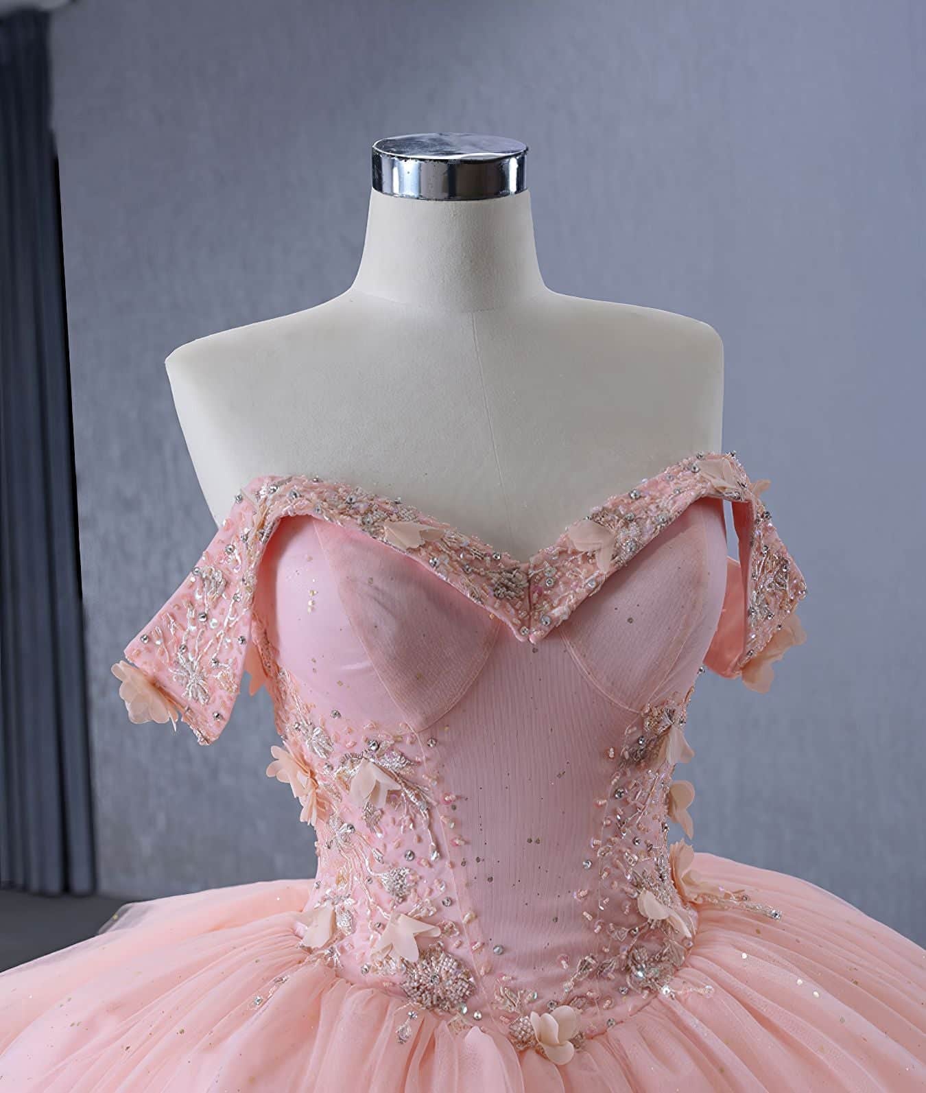 Bead Decor Floral Ball Wedding Dress - 9X7H2