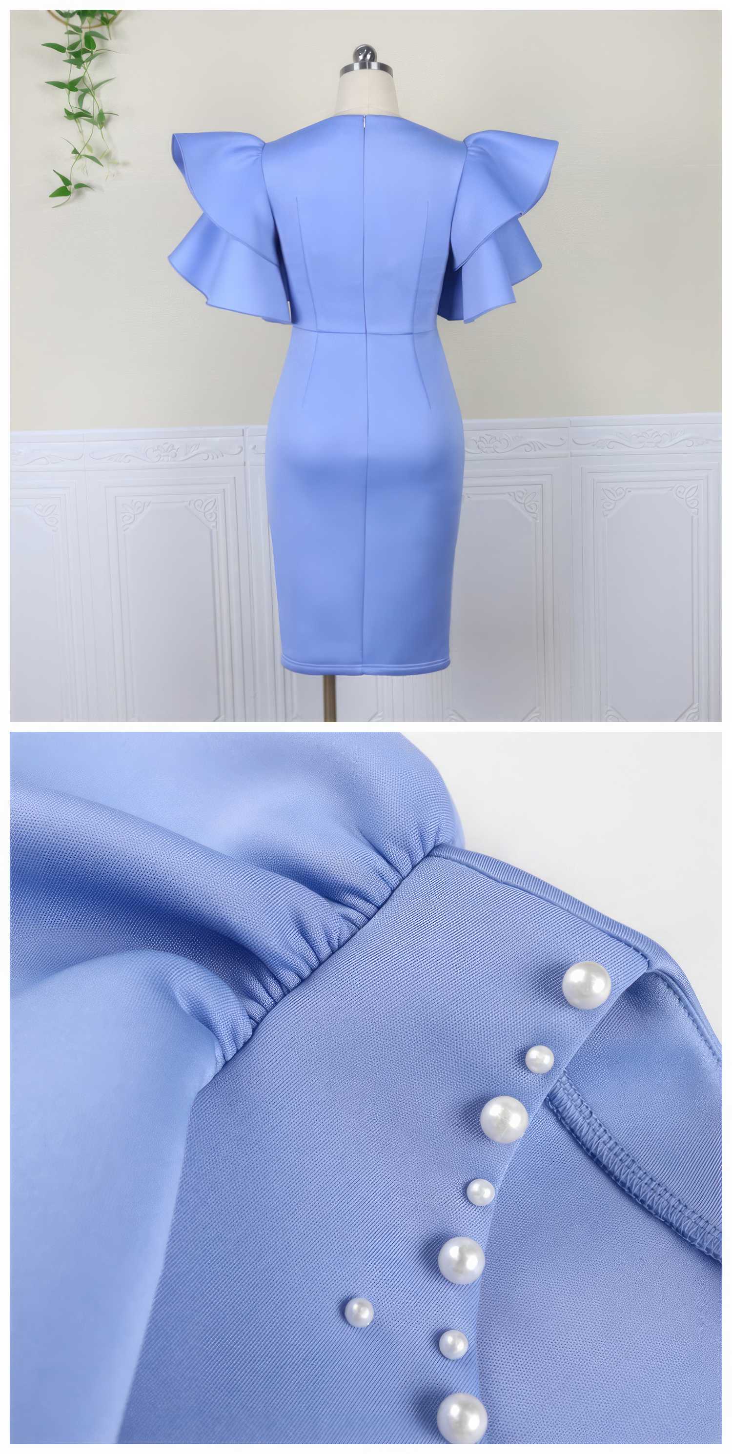 Bead-Embellished Butterfly Sleeve Split Thigh Dress
