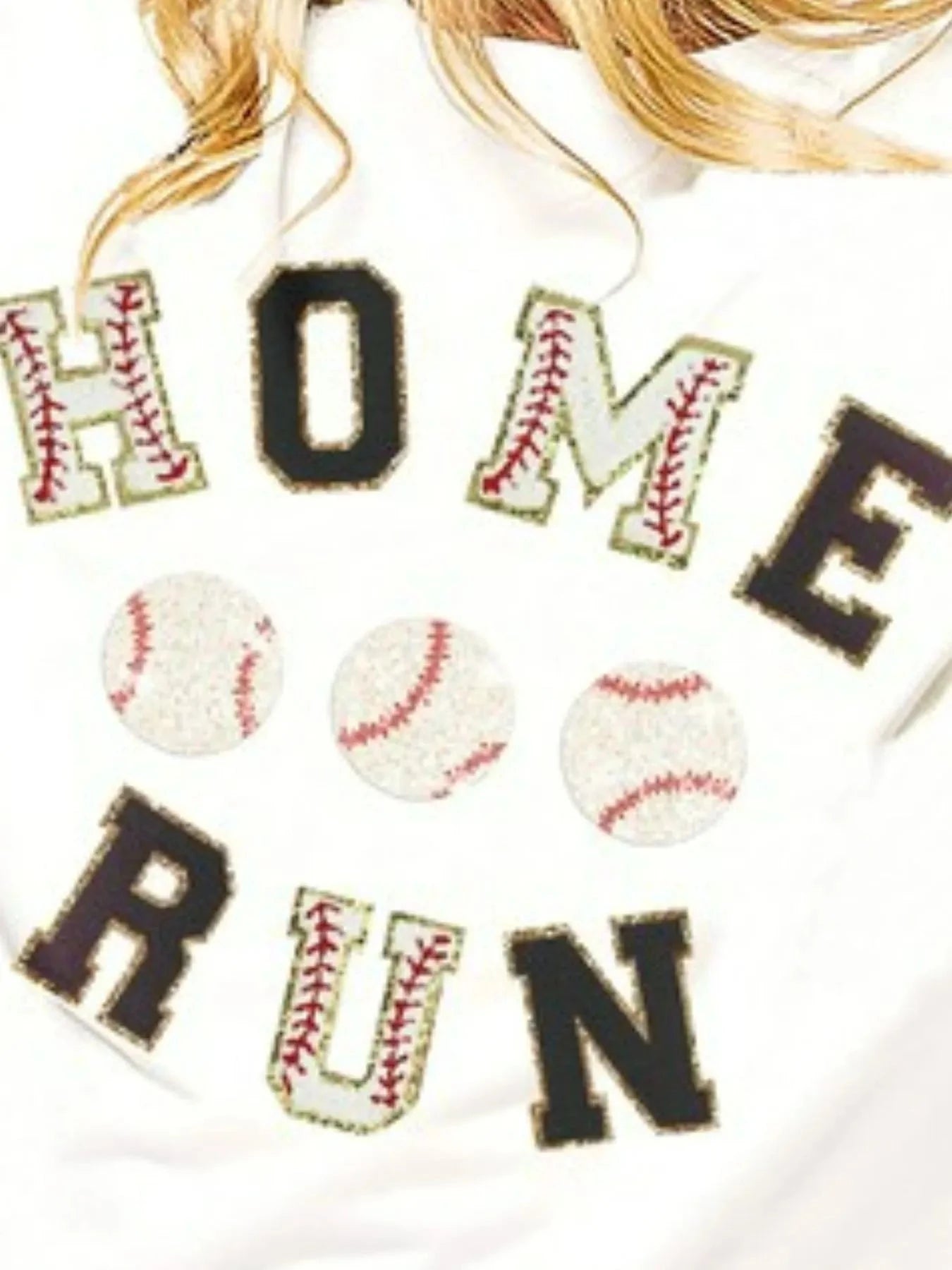 BiBi Baseballs Homerun Letter Washed Short Sleeve Top