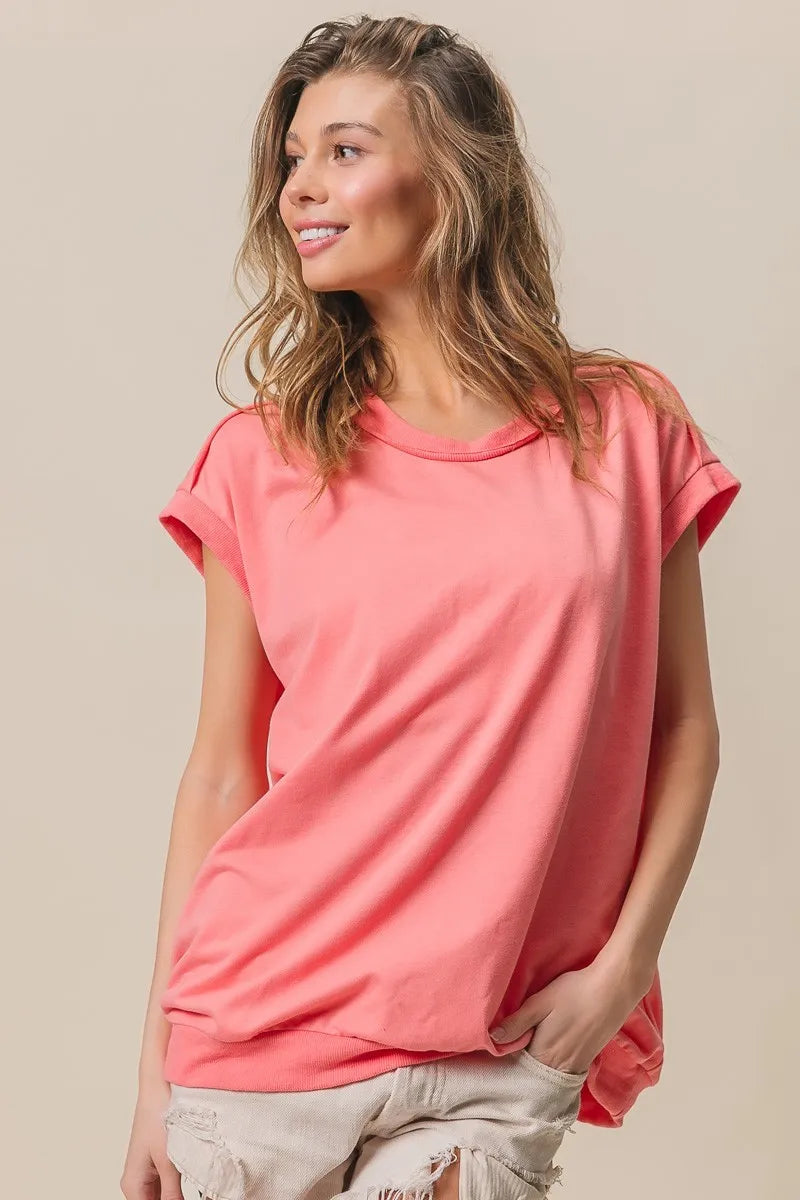 BiBi French Terry Drop Shoulder Basic Top