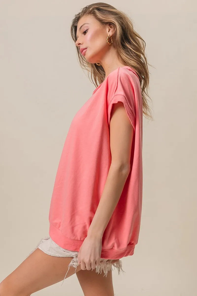BiBi French Terry Drop Shoulder Basic Top