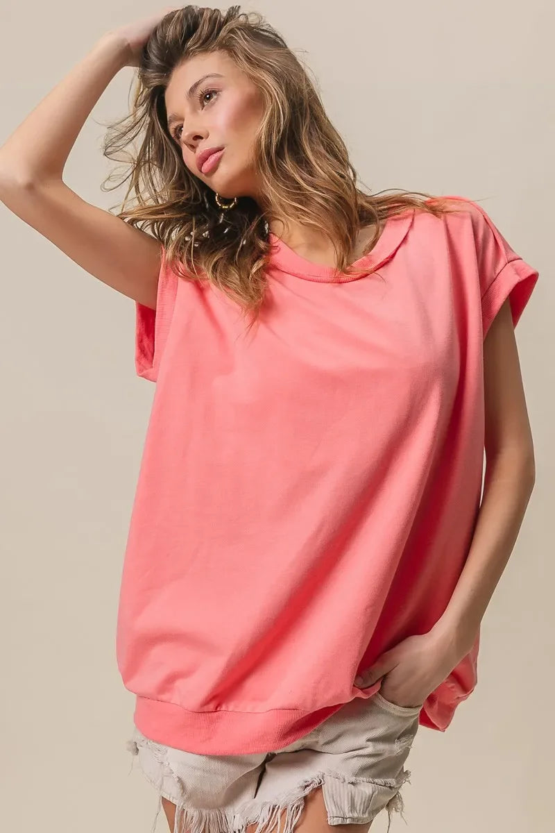 BiBi French Terry Drop Shoulder Basic Top