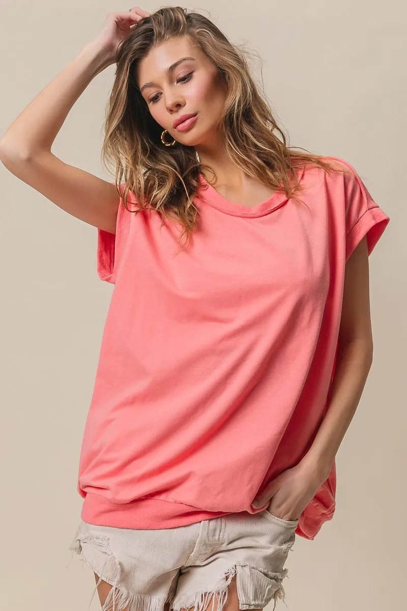 BiBi French Terry Drop Shoulder Basic Top