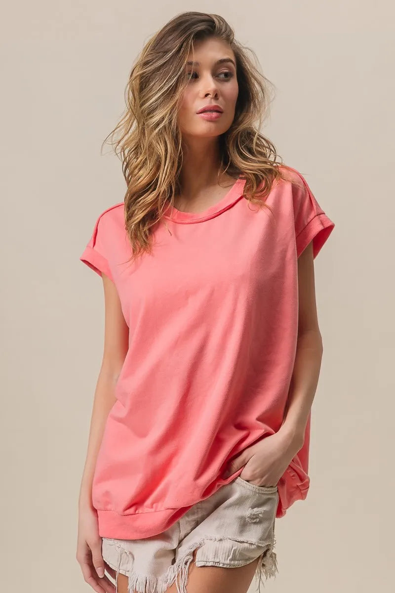 BiBi French Terry Drop Shoulder Basic Top