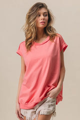 BiBi French Terry Drop Shoulder Basic Top