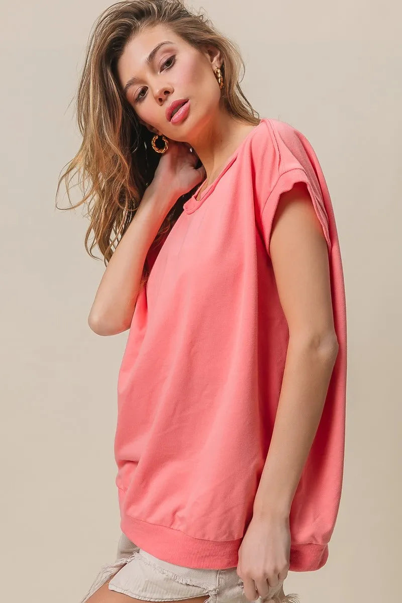 BiBi French Terry Drop Shoulder Basic Top
