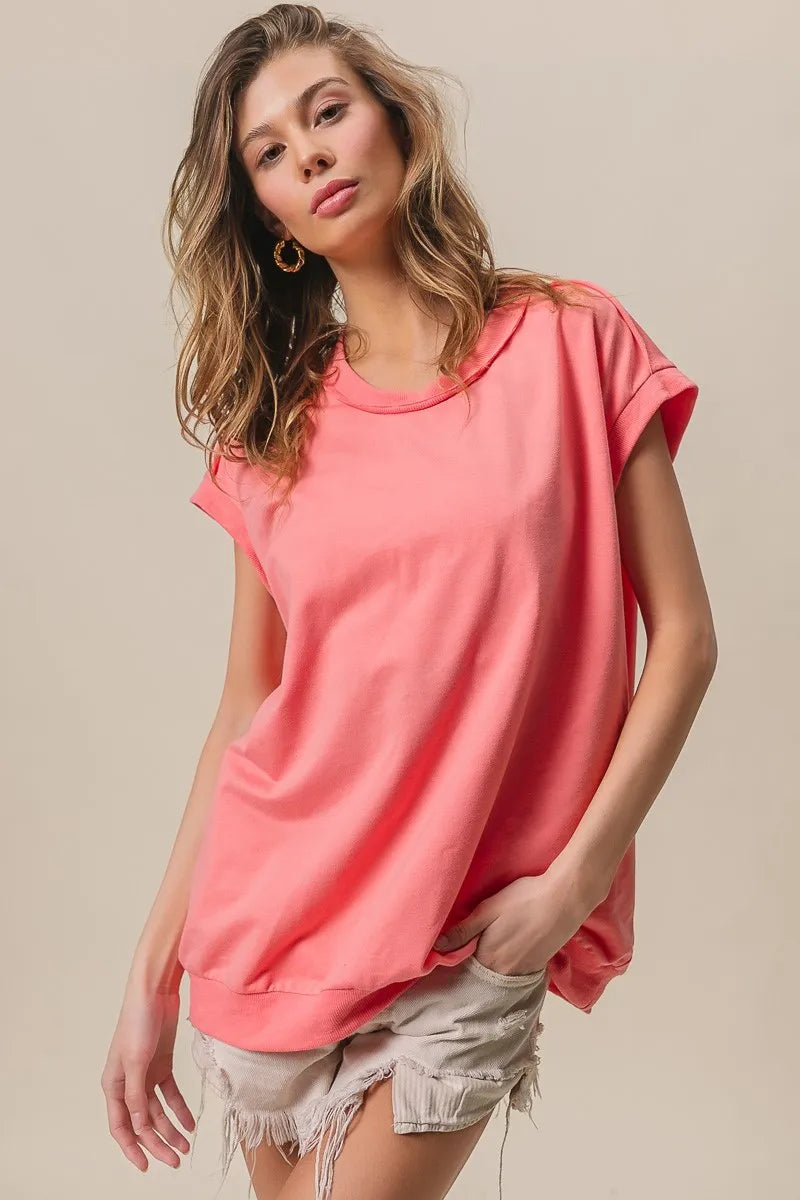 BiBi French Terry Drop Shoulder Basic Top