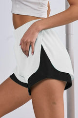 BiBi French Terry Knit Color Block with Sid Slit Shorts OFF WHITE / S