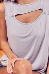 BiBi Rayon Span Knit With Cut Out Front Sleeveless Top
