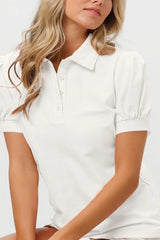 BiBi Short Puff Sleeve Pique Shirt