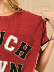 BiBi Touchdown Letter Loose Fit Vintage Washed Top