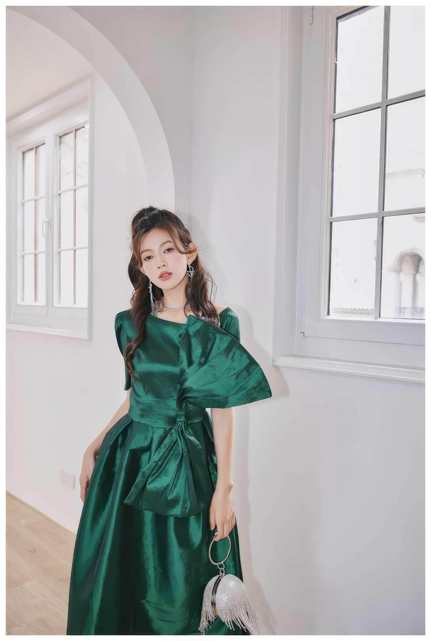 Big Bow Detail A-line Satin Dress