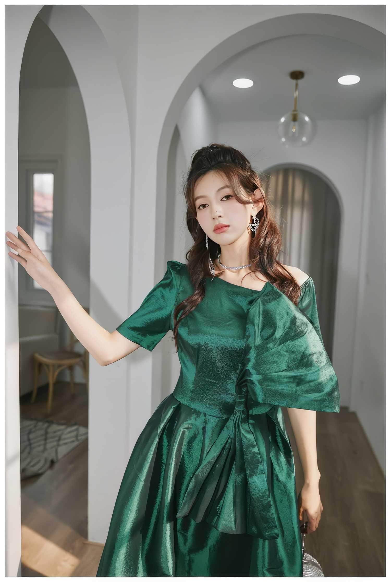Big Bow Detail A-line Satin Dress
