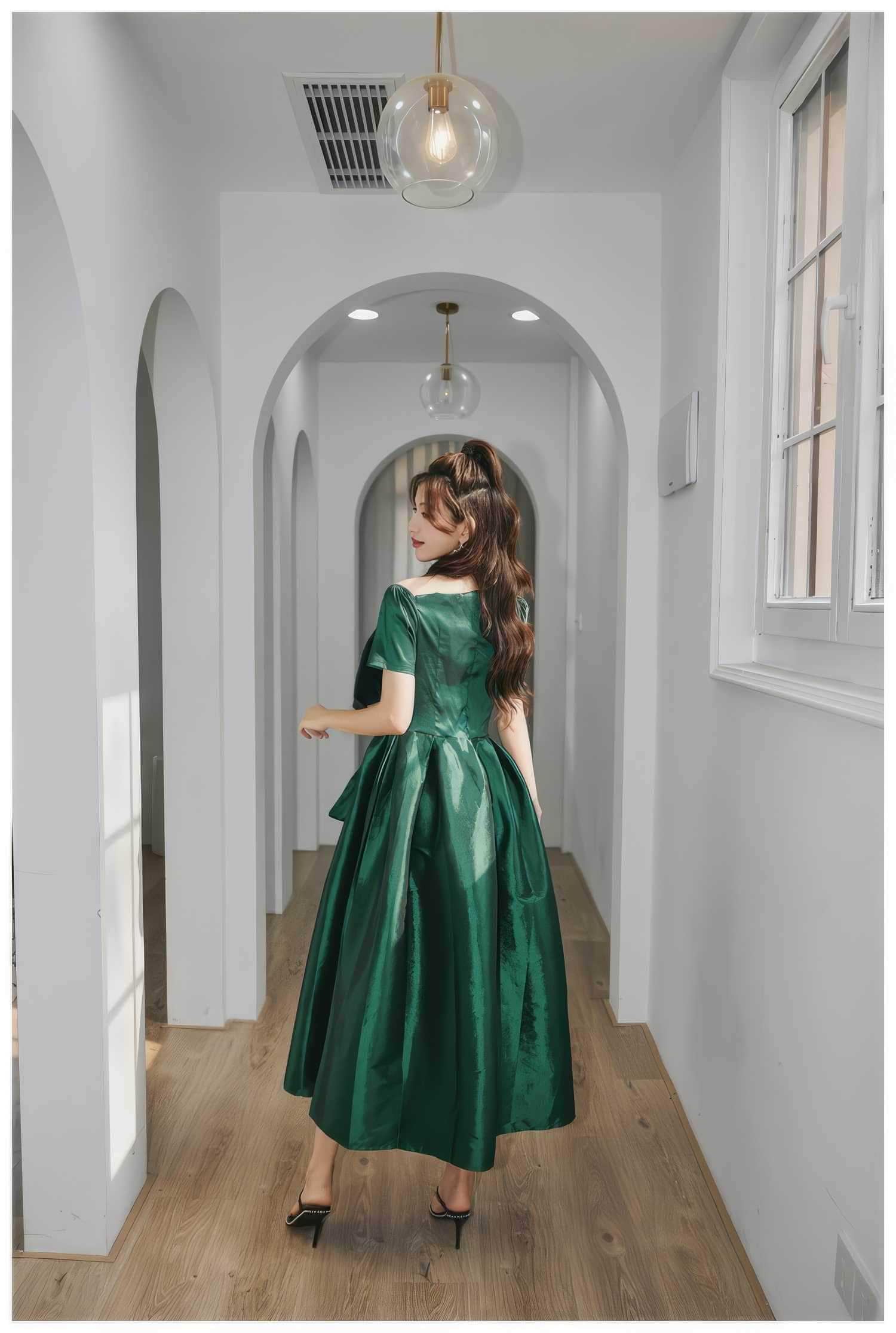 Big Bow Detail A-line Satin Dress