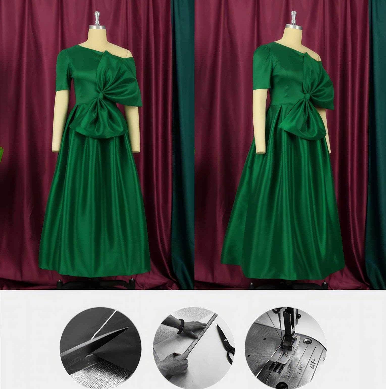 Big Bow Detail A-line Satin Dress