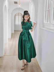 Big Bow Detail A-line Satin Dress