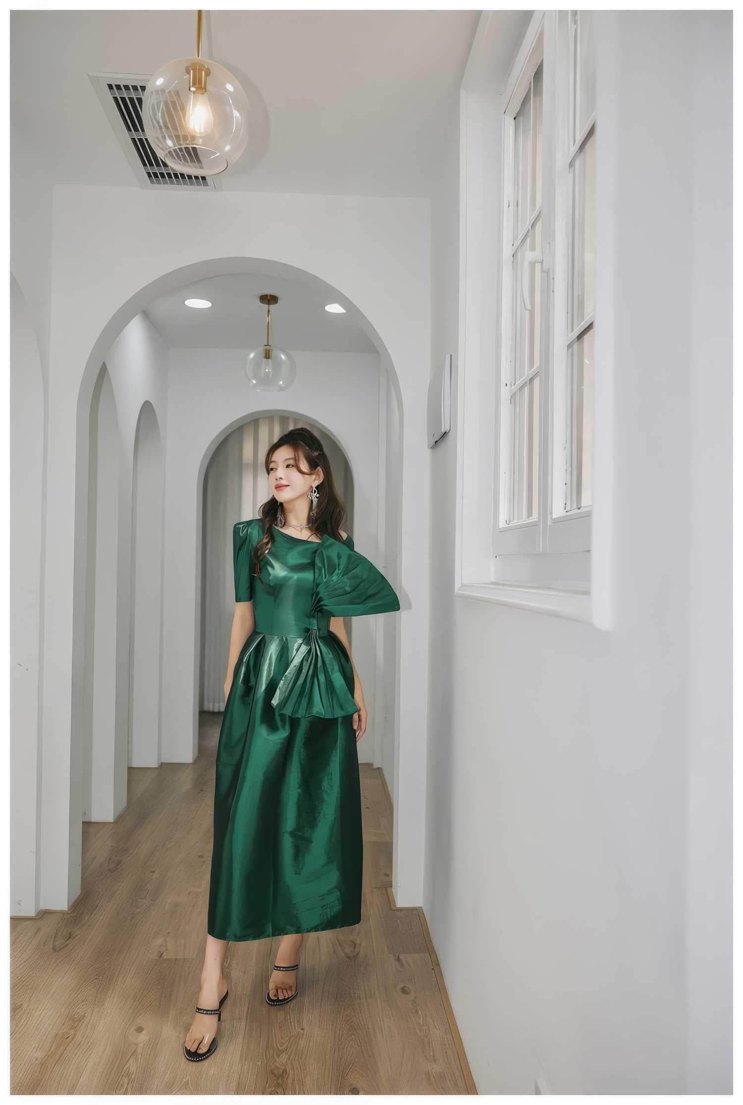 Big Bow Detail A-line Satin Dress
