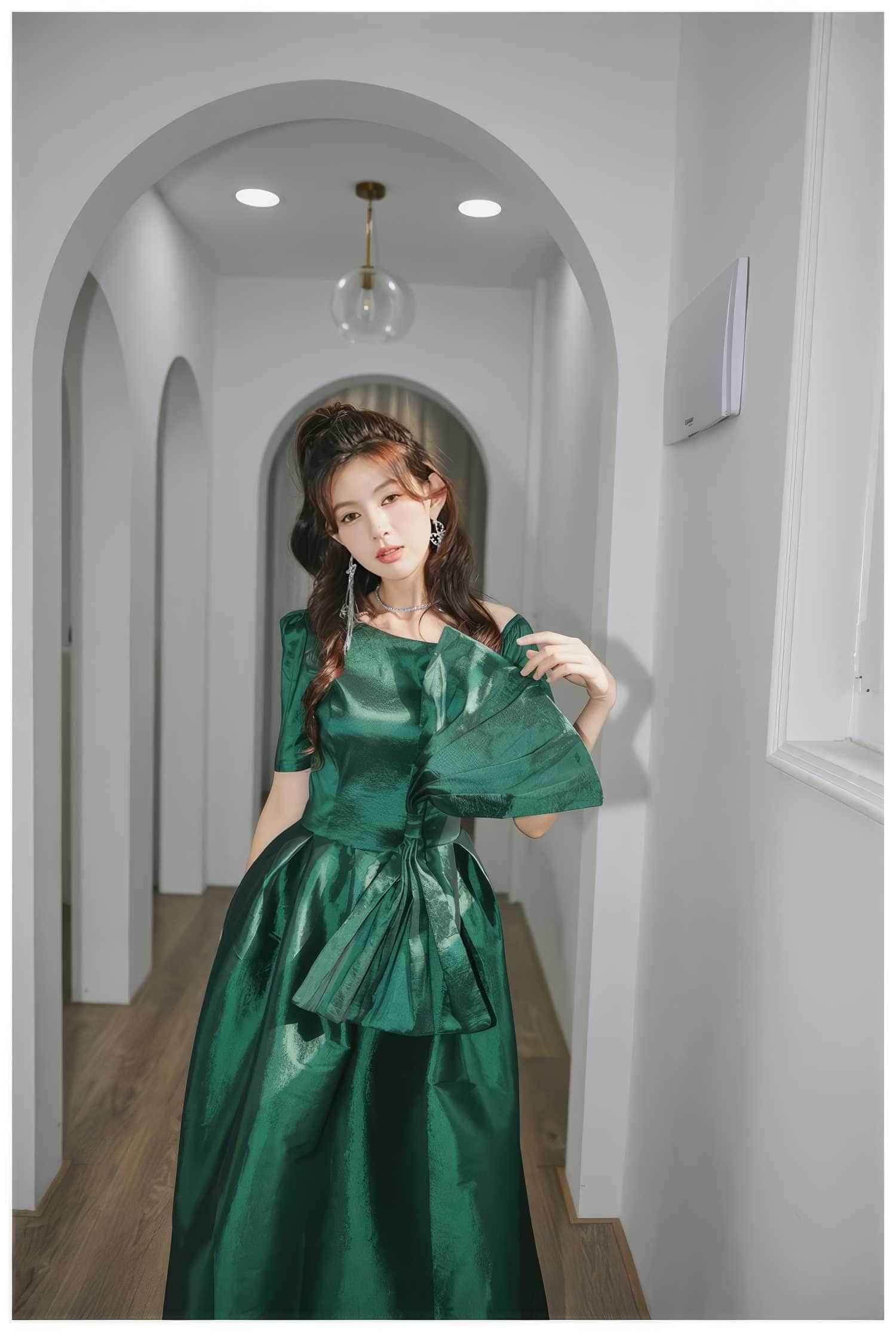 Big Bow Detail A-line Satin Dress