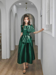 Big Bow Detail A-line Satin Dress