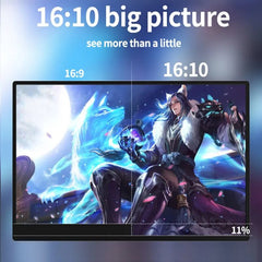 Bimawen 16 Inch 2.5K 144Hz Portable Monitor - 2560x1600, 100% Adobe sRGB European regulations / 16inch 144Hz