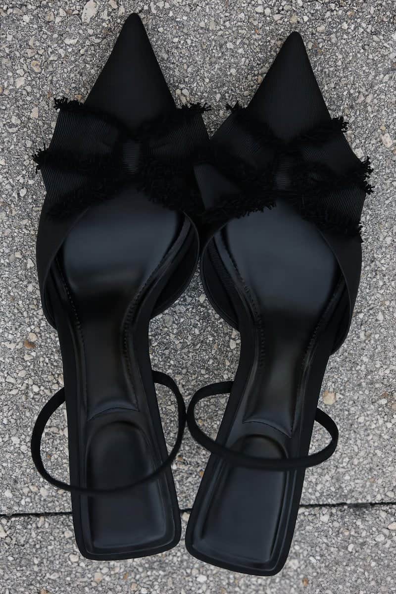 Black Bow Slingback Stiletto Heels