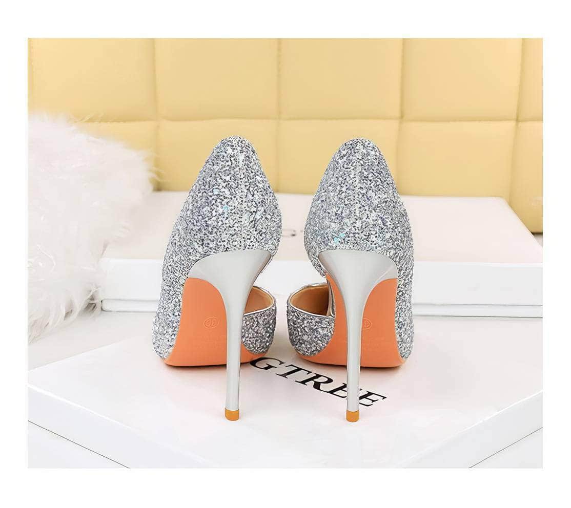 Bling Sequin Pointed Toes Heels Pumps