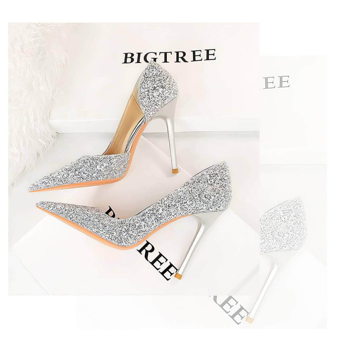 Bling Sequin Pointed Toes Heels Pumps