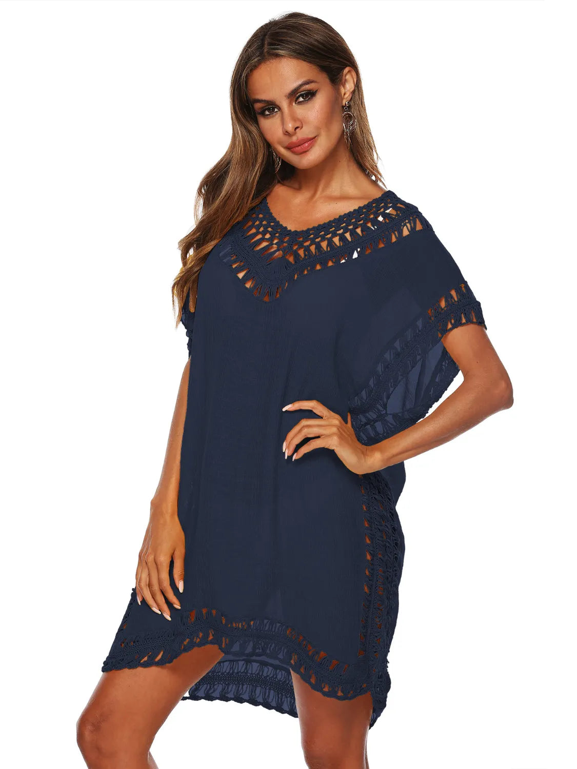 Bohemian Crochet Trim Beach Cover Up Dress