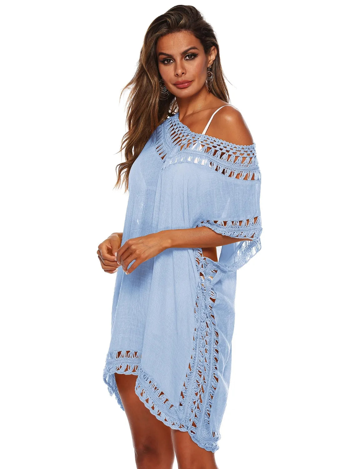 Bohemian Crochet Trim Beach Cover Up Dress