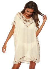 Bohemian Crochet Trim Beach Cover Up Dress
