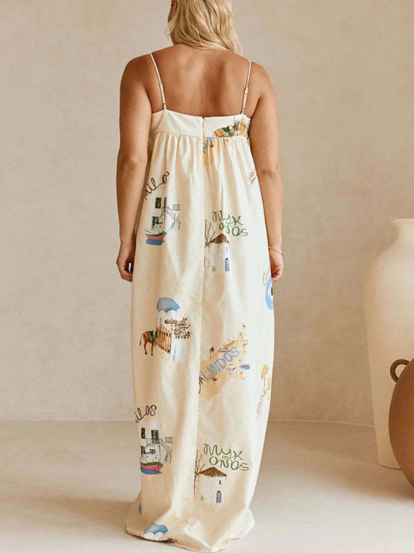 Bohemian Print Cami Maxi Dress with Pockets