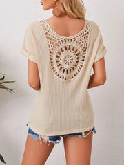 Boho Crochet Back Knit T-Shirt