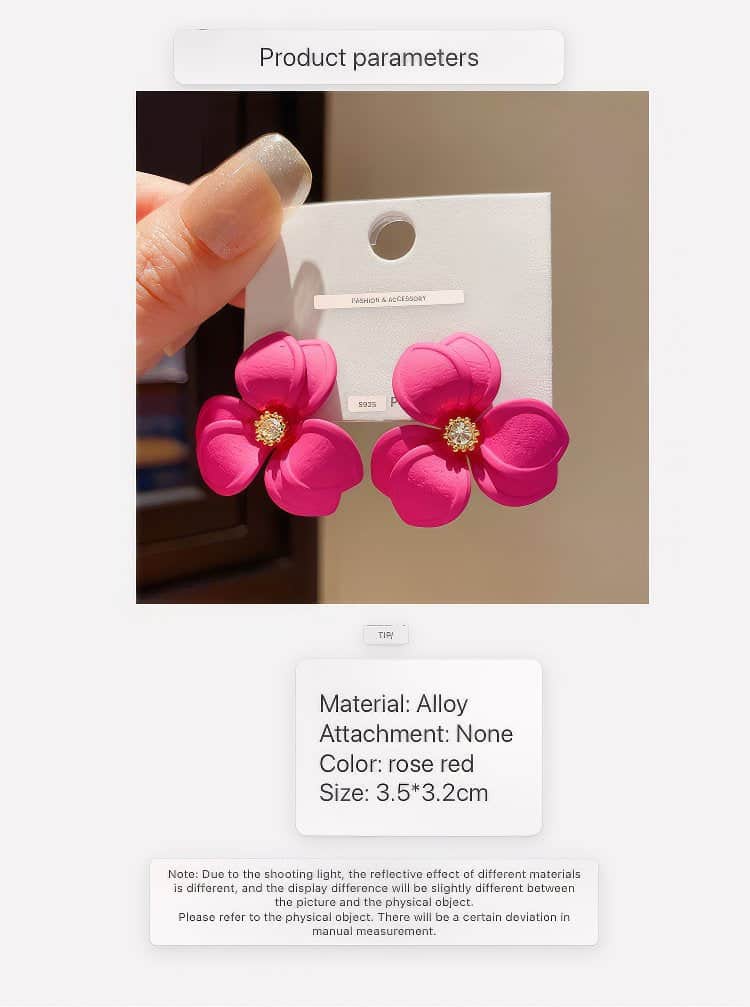 Bold Fuchsia Pink Matte Finish Flower Stud Earrings Pink