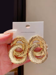 Bold Intertwined Circle Drop Dangle Earrings Gold