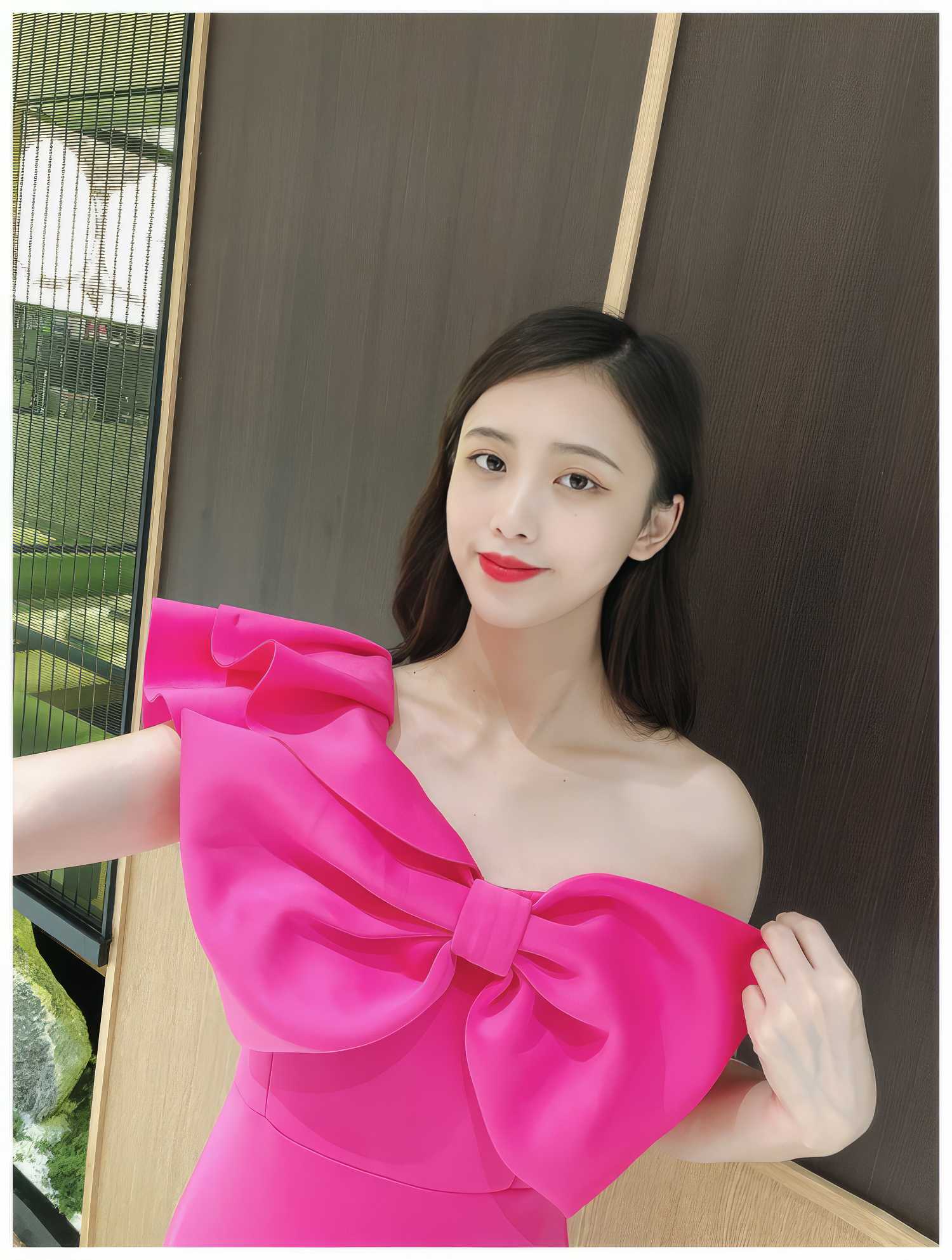Bow Adorned One Shoulder Frill Mini Dress