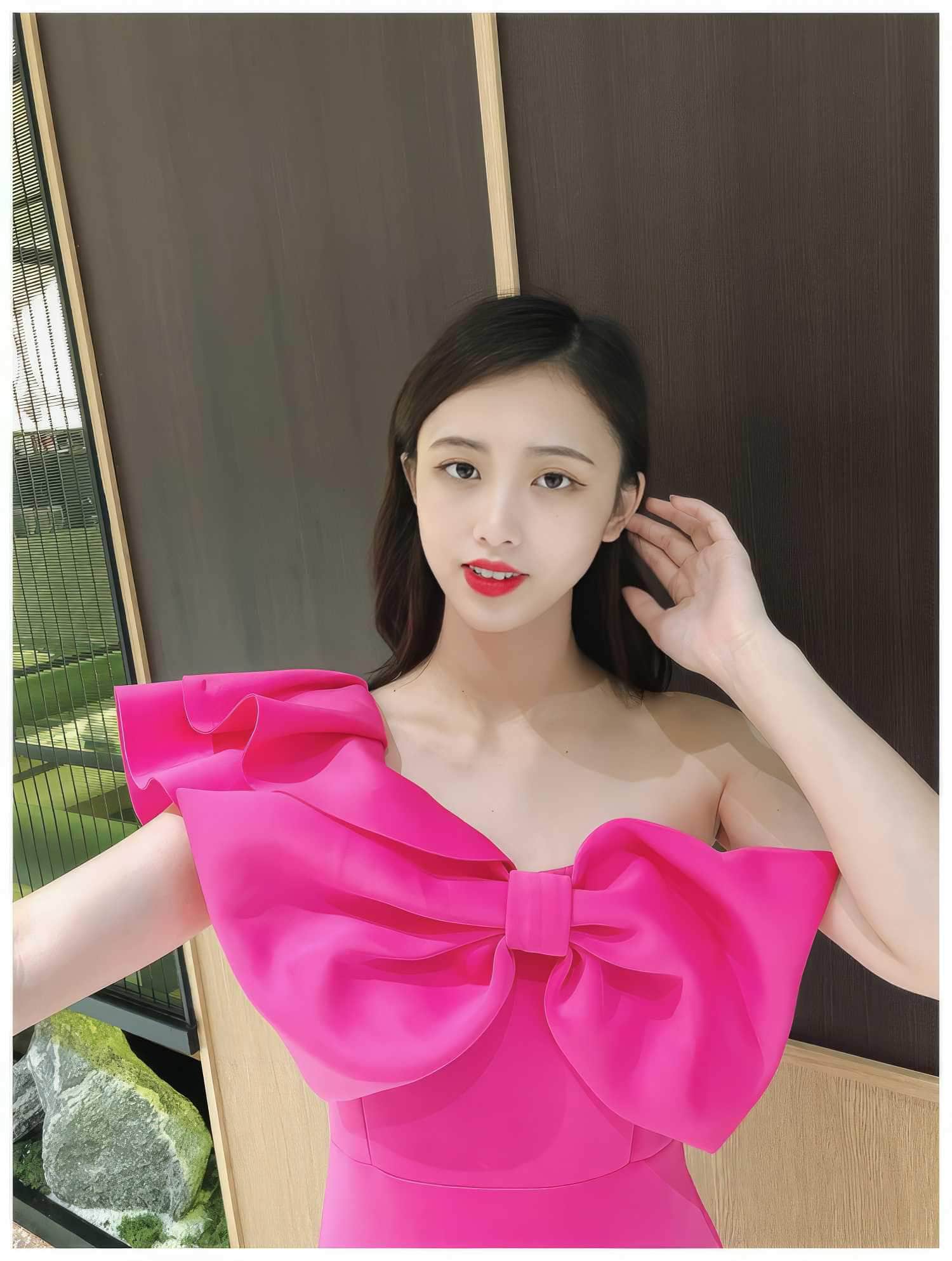 Bow Adorned One Shoulder Frill Mini Dress