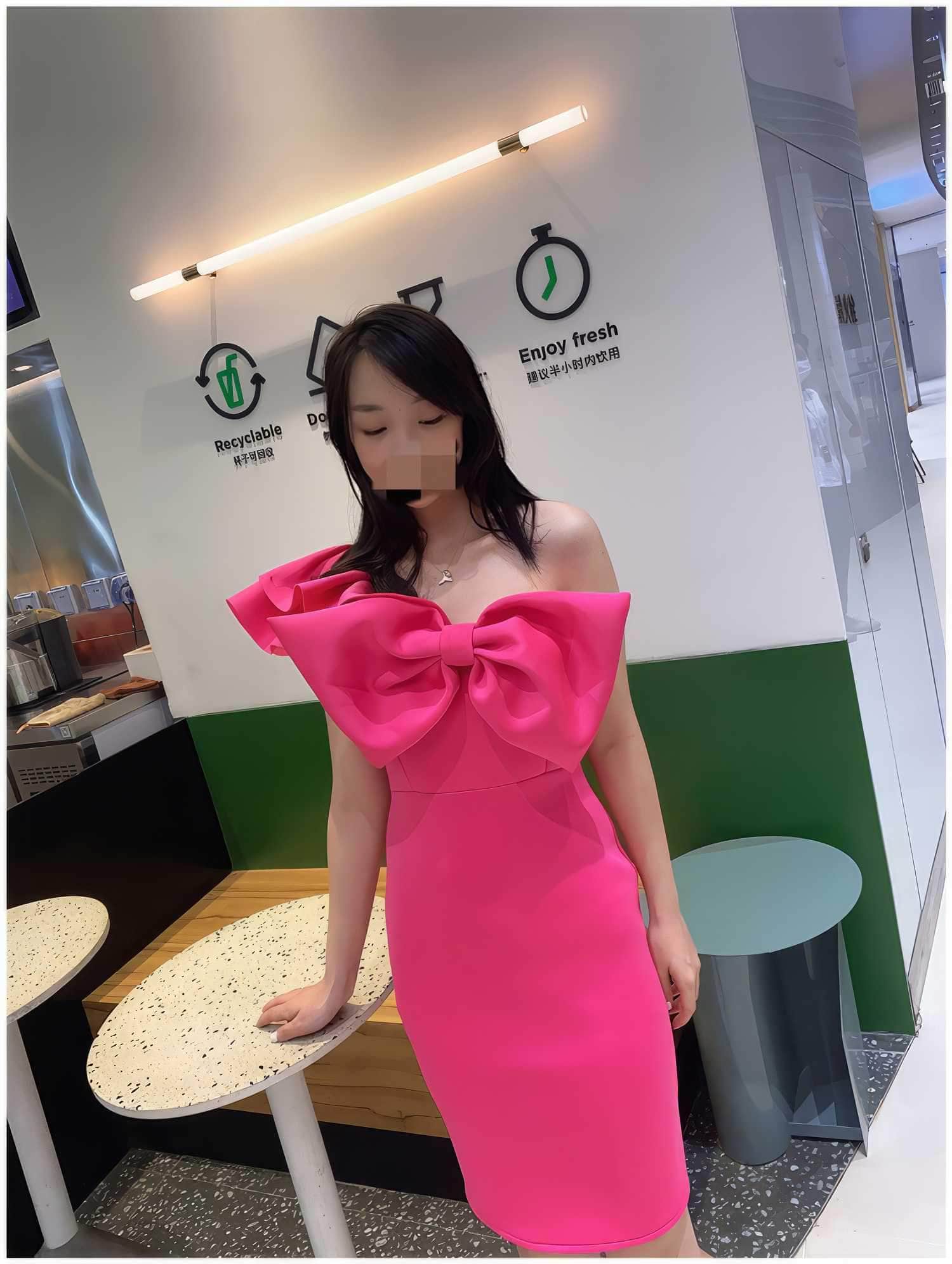 Bow Adorned One Shoulder Frill Mini Dress