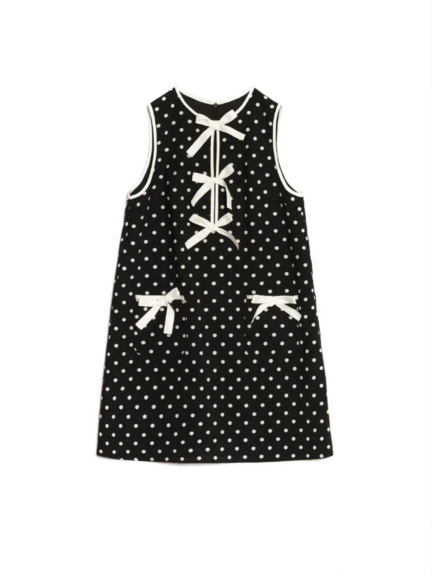 Bow Front Polka Dot Sleeveless Dress