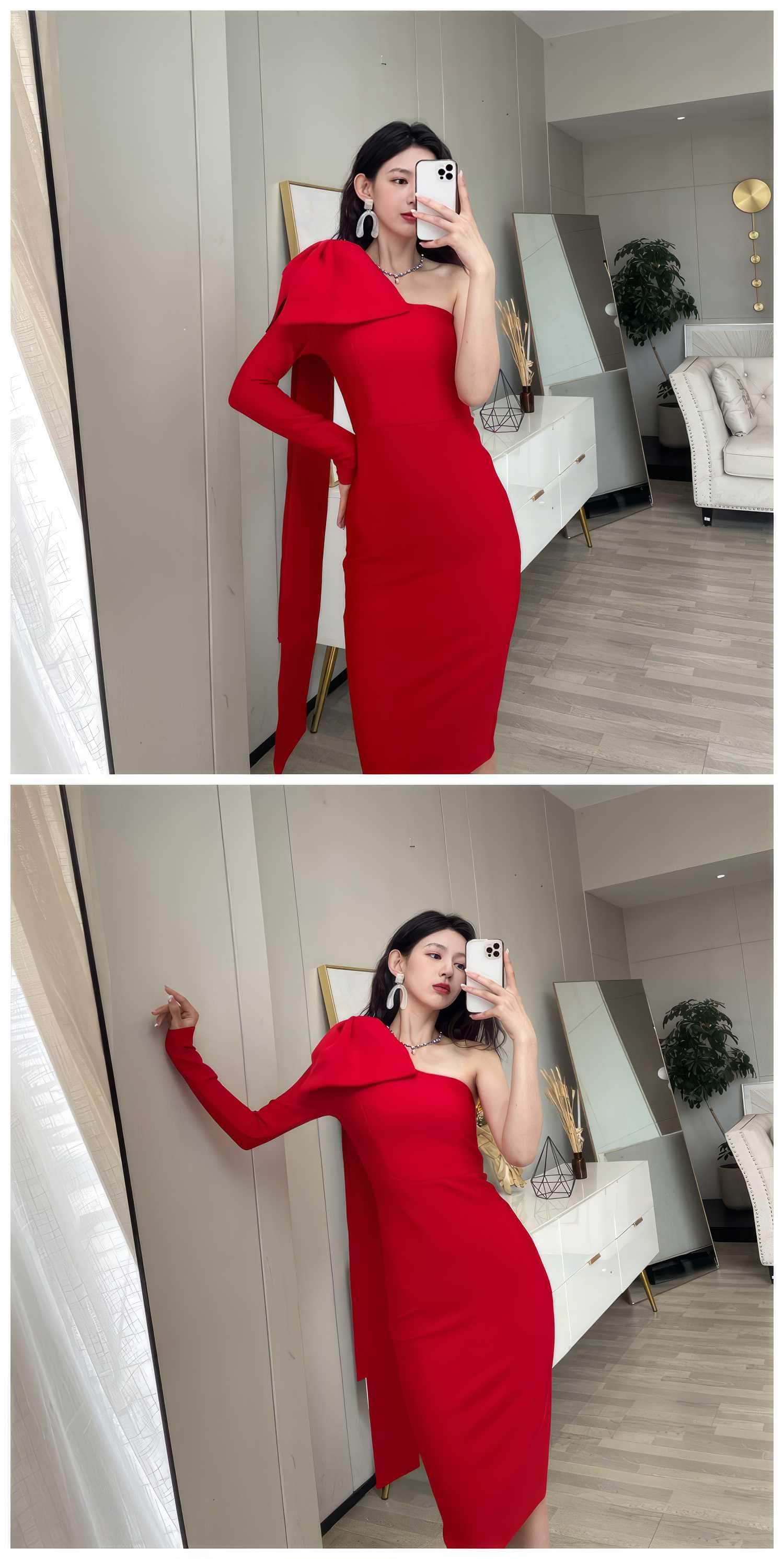 Bow-Knot Shoulder Long Sleeve Dress