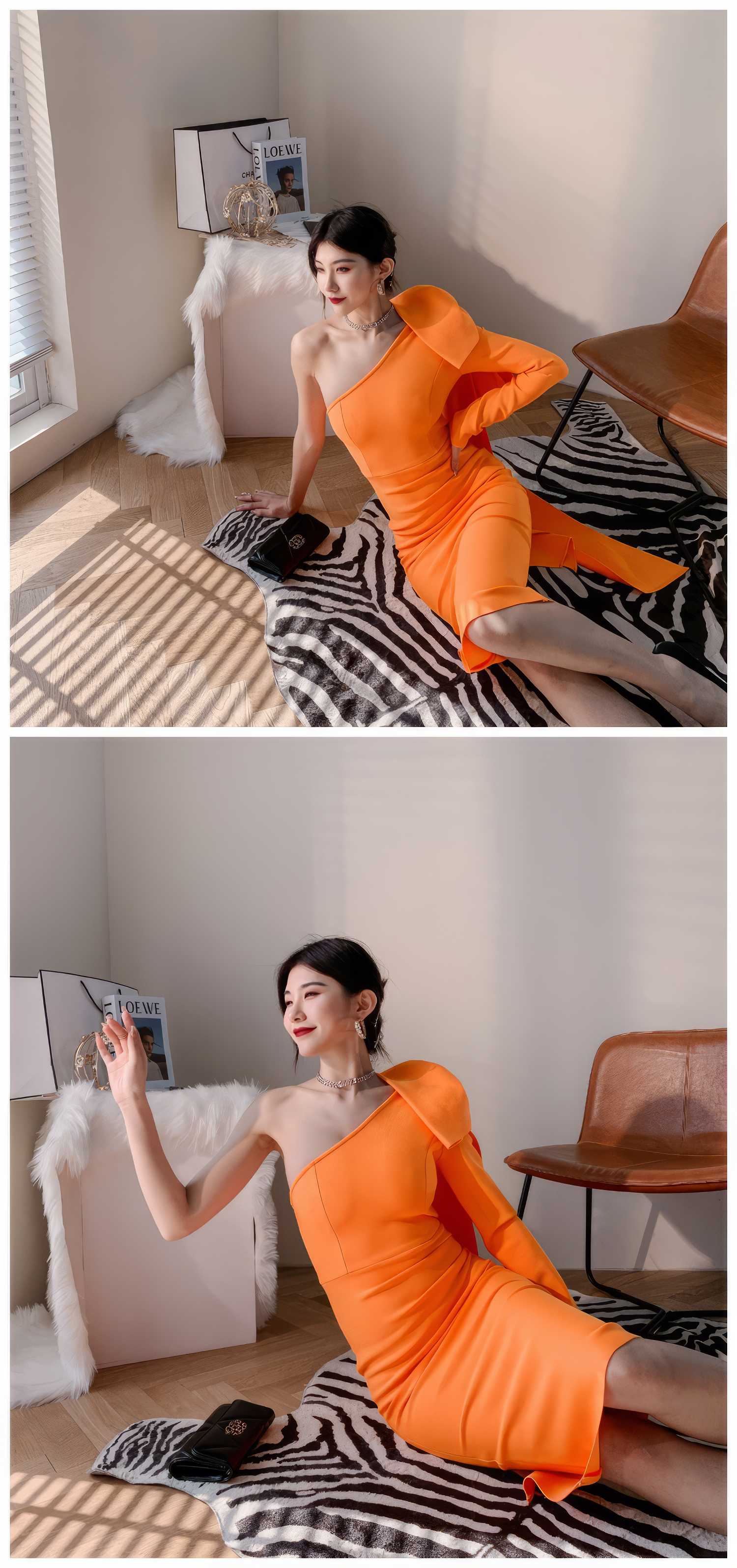 Bow-Knot Shoulder Long Sleeve Dress